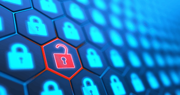 Padlocks with one open on honeycomb background