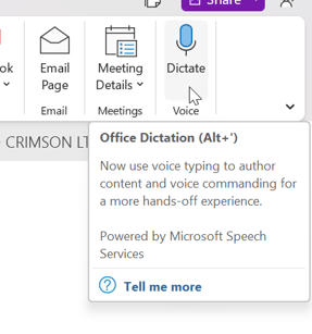 Dictation in OneNote